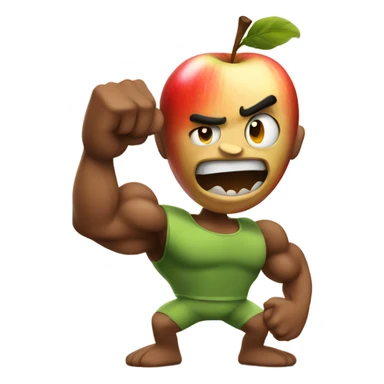 Aggressive Apple with muscular arms sticker