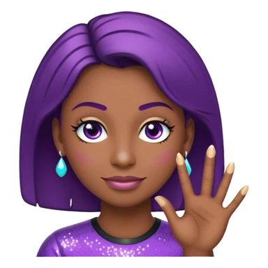 Glitter Roxo e Ciano Dedo apontando pro lado sticker
