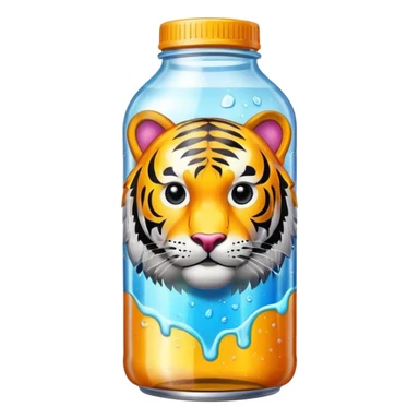a glass bottle energy drink with a tiger on it sticker
