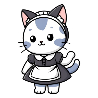 Cat with maid costume  sticker
