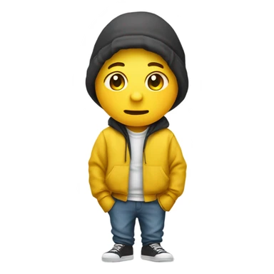 Baggy clothes on a saddy yellow emoji with big lips sticker