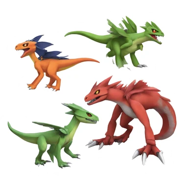  Cool Edgy Digimon-Fakemon-Guilmon-Grovyle-Flygon-Velociraptor-Dragon full body sticker