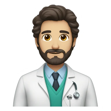 doctor with long dark brown hair and beard, big brown eyes sticker