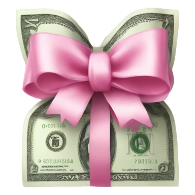 Money wrapped in a pink bow sticker