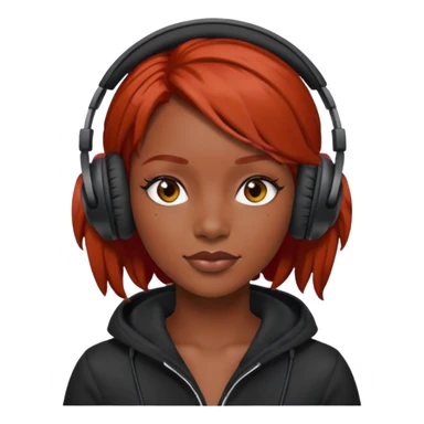 black woman red head with headphone sticker