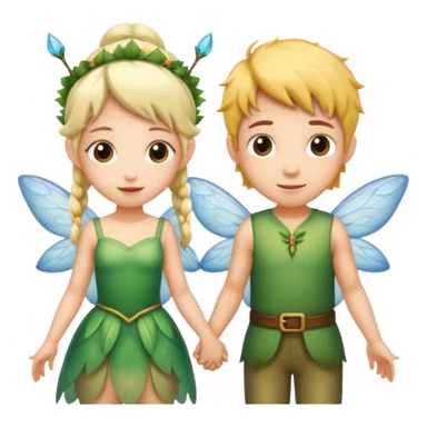 Two fairies one female, one male, holding hands  sticker