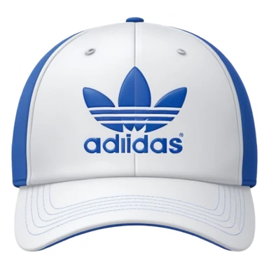 gorra de color blanco con logo de adiadas en la parte superior sticker