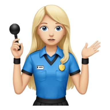 blue eyes blonde girlIN REFEREE UNIFORM STANDING UP LONG HAIR WHISTLE sticker