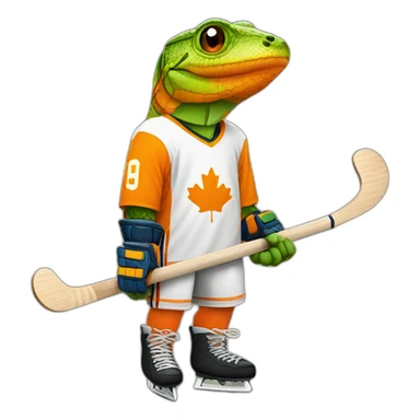lezard with orange hockey jersey sticker