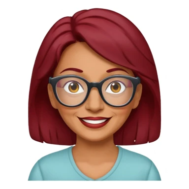 Cheerful older hispanic woman with dark red hair and glasses sticker