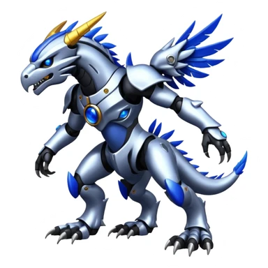  Cool Edgy Shiny Feathery Cyber-Greymon-Fionbri-Protogen-Weregarurumon full body sticker