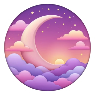 Shiny pastel rose-pink-lavender-violent-gradient crescent moon sunset aesthetic scenery  sticker