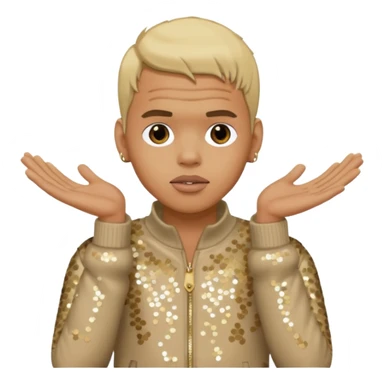 Chris Brown with blonde hair, beige sequin outfit sticker