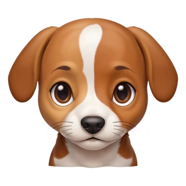 Dachshund beagle chihuahua mix puppy that’s mostly white with brown and dark brown patches and a birth mark on his nose sticker