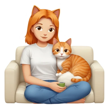 cat and owner relaxing together on sofa sticker