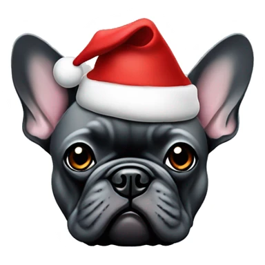 dark grey french bulldog wearing a santa hat sticker