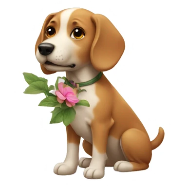 Dog with a flower sticker