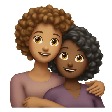 two brown girls with curly hair hugging sticker