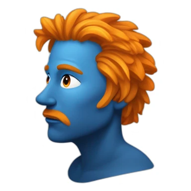 Un mec noir avec des cheveux de couleur bleu dégradé orange moutard sur le visage des symboles doré. Des cornes de bélier orange moutard sticker