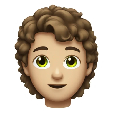 Boy with fluffy brown hair and green eyes sticker
