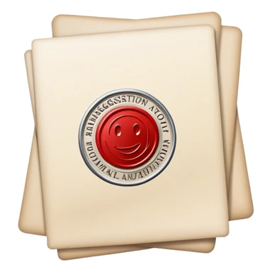 Document icon with official stamp or seal, symbolizing business registration and authorization sticker