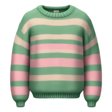Sage and pink striped cropped oversize wool sweater, isolated sticker