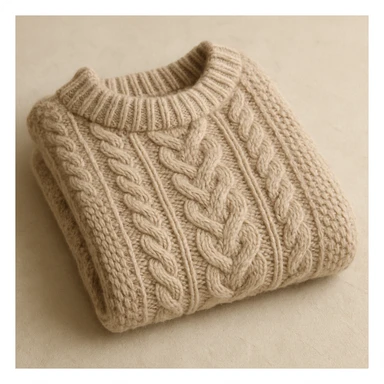 knitted sweater folded neatly, cozy, soft texture sticker