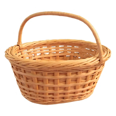 wicker basket, 3D, rustic, rough woven texture, empty sticker