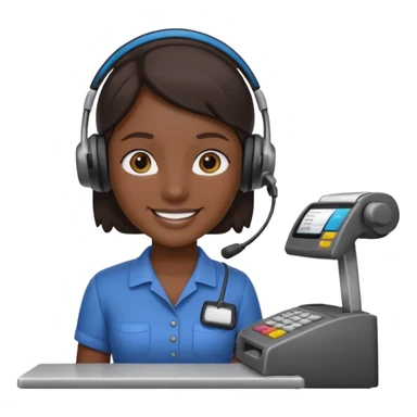 Cashier + headset + till, Cafe staff. sticker