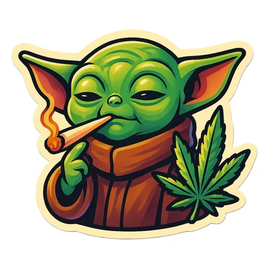 baby yoda smoking cannabis sticker