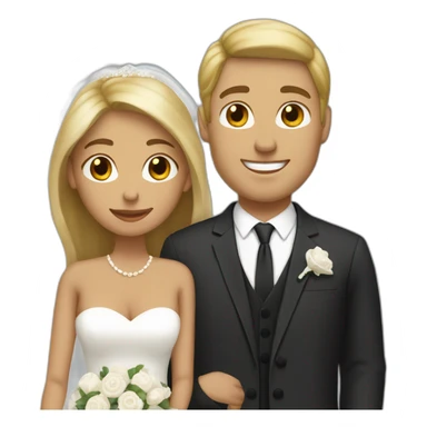 Tan woman with brown hair and white man with blonde hair getting married sticker