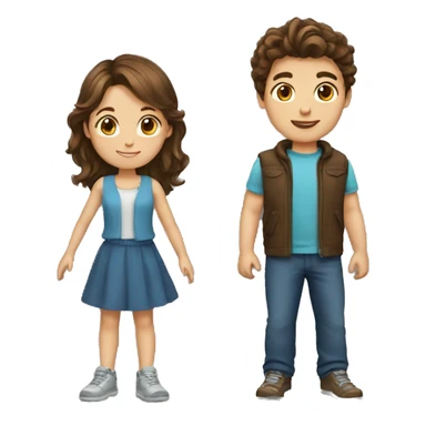 boy with brown hair with girl with brown hair sticker
