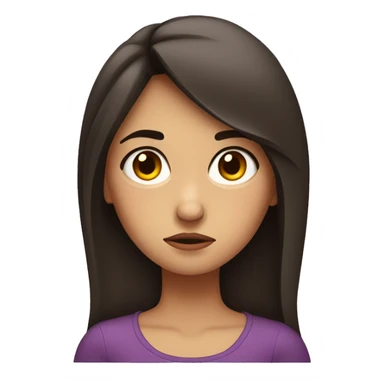 brunette girl frowning with sad eyebrows sticker