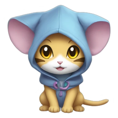 The pokemon Mew with a hoodle sticker