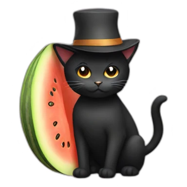 Black cat with a melon hat sticker