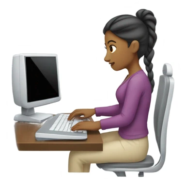 mujer en una computadora sticker