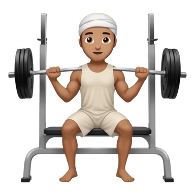 brown muslim man pushing weight wearing thobe on bench press sticker