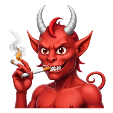 Diablito de cara roja con un cigarro pero el cigarro en la boca y menos humanoide sticker