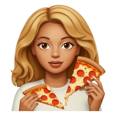 Beyoncé eating a pizza sticker