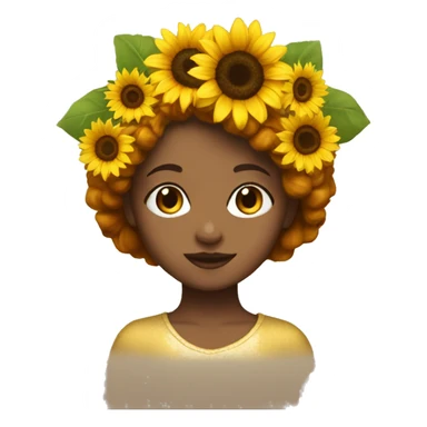 brown eyes girl with pixie hair and a sunflower crown sticker