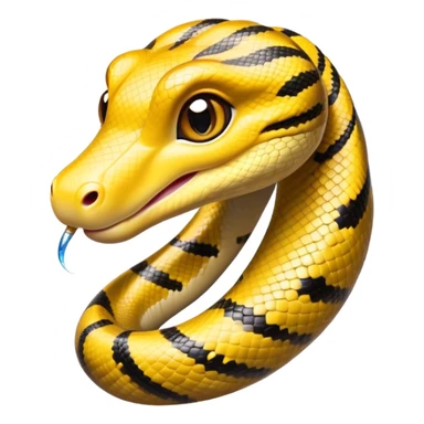 cinematic-cute-anaconda-portrait-emoji,-head-tilted-playfully-and-inquisitively,-with-a-sleek,-shimmering-body-adorned-with-detailed-scale-sriped patterns-and-round,-sparkling-eyes-full-of-wonder,-simplified-yet-irresistibly-adorable-features sticker
