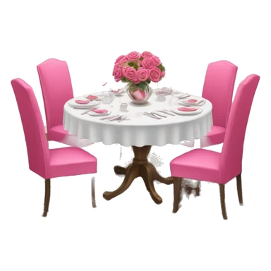 Pink decorated dinning table with pink chairs sticker