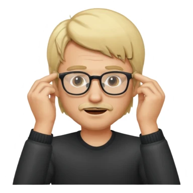 Man pulling hair out with glasses and blonde sticker