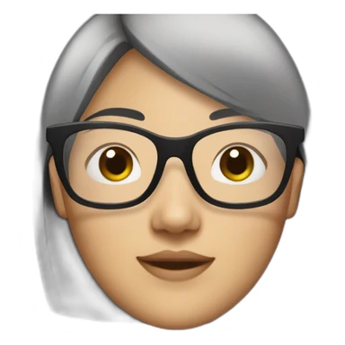 26 year old asian woman with short dark hair and brown rectangle glasses sticker
