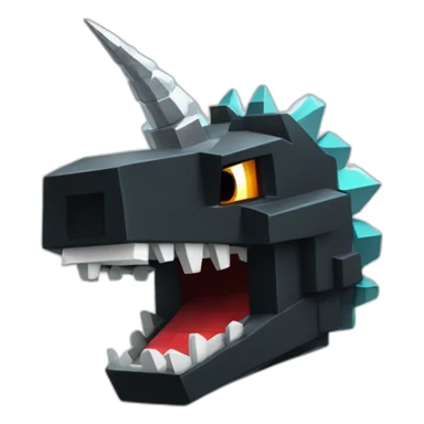 Minecraft Black Godzilla Head With Diamond Unicorn Horn and Lazer Eyes sticker