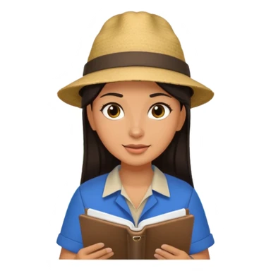 island tour guide with a notebook, dark hair sticker