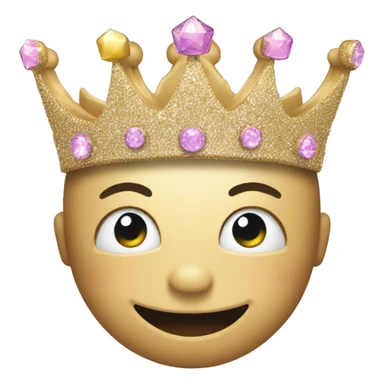 glittery crown with happy smile and happy eyes on the crown a crown emoji sticker
