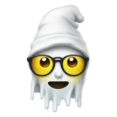 Ghost with glasses and a yellow beanie sticker