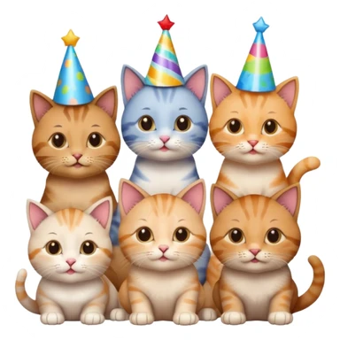 3 cats and a kitten at a birthday party sticker