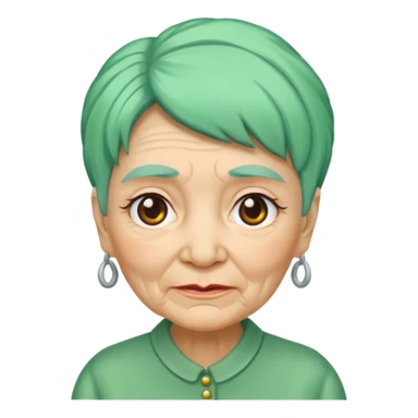 green haired grandma with wrinkles  sticker